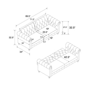 DHP Felix Chesterfield Futon Sofa Bed - Grey Velvet