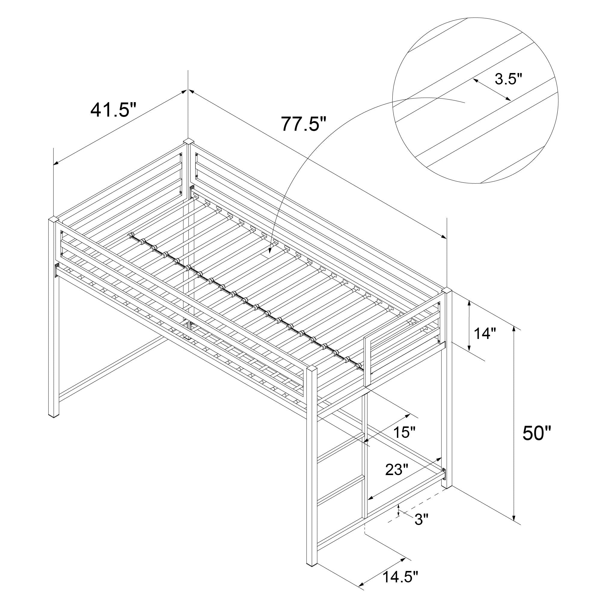 DHP Miles Kids' Low Loft Bed - Silver - Twin