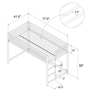 DHP Miles Kids' Low Loft Bed - Silver - Twin