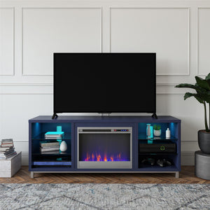 Ameriwood Home Lumina Deluxe Fireplace TV Stand for TVs up to 70" - Navy - 66”-70”