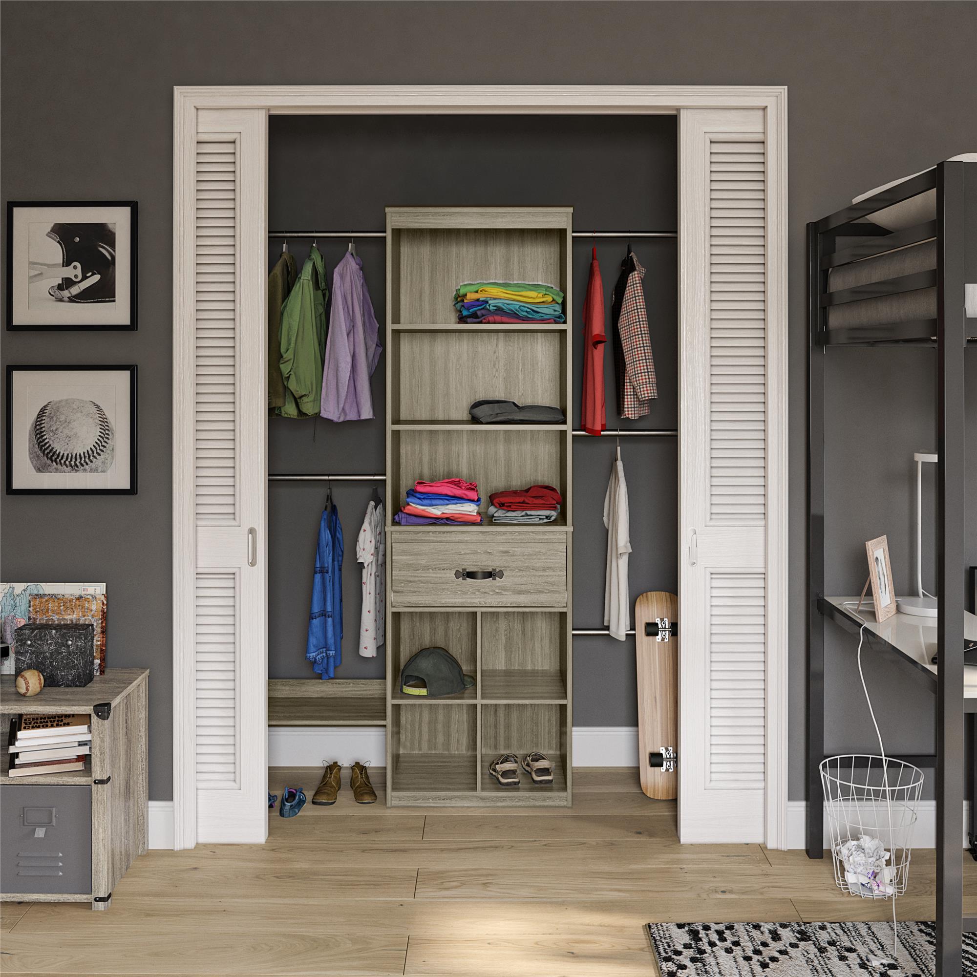 Nova Grow with Me Grey Oak Adjustable Kids' Closet Organizer System - Gray Oak