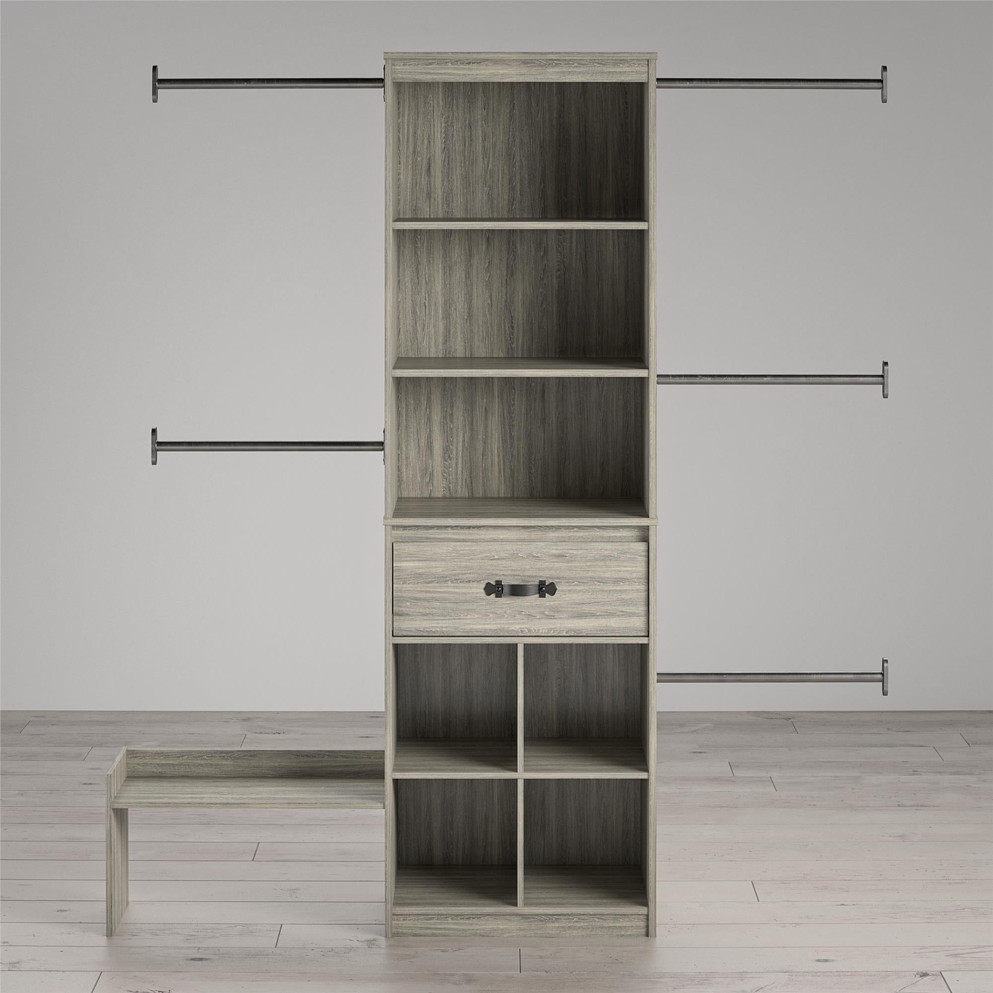 Nova Grow with Me Grey Oak Adjustable Kids' Closet Organizer System - Gray Oak