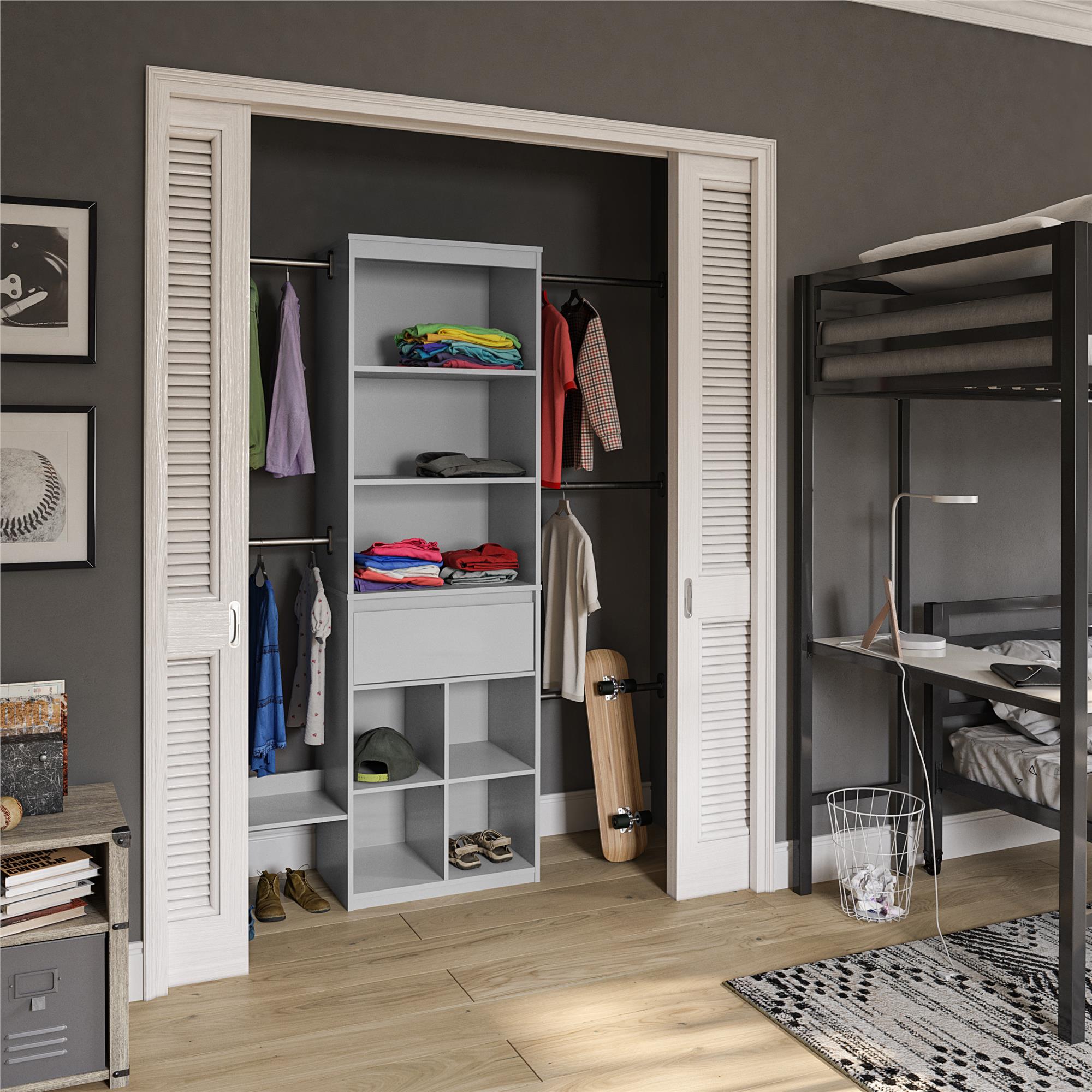 Max & Finn Grow with Me Adjustable Closet Organizer - Dove Gray