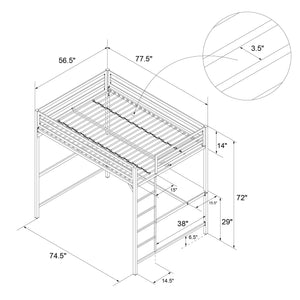 DHP Miles Kids' Loft Bed with Desk - Silver - Full
