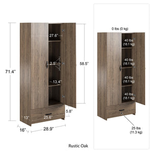 Systembuild Evolution  2 Door 1 Drawer Storage Cabinet - Rustic Oak