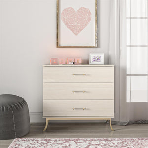 Monarch Hill Clementine White 3 Drawer Dresser - Ivory Oak