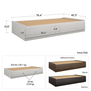 Ameriwood Home Twin Platform Bed with Drawers - Ivory Oak - Twin