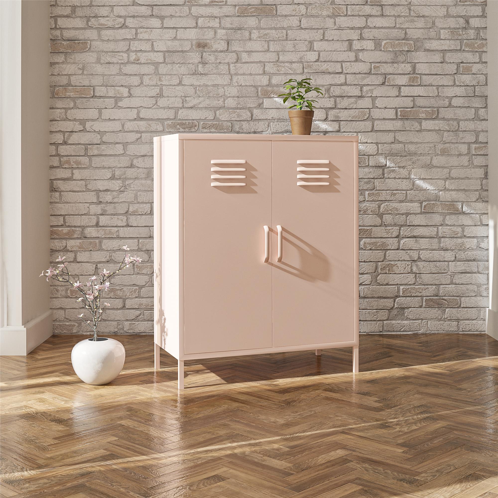 Systembuild Evolution Mission District 2 Door Metal Locker Accent Cabinet - Pink