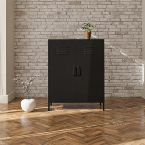 Systembuild Evolution Mission District 2 Door Metal Locker Accent Cabinet - Black