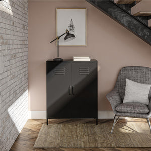 Systembuild Evolution Mission District 2 Door Metal Locker Accent Cabinet - Black