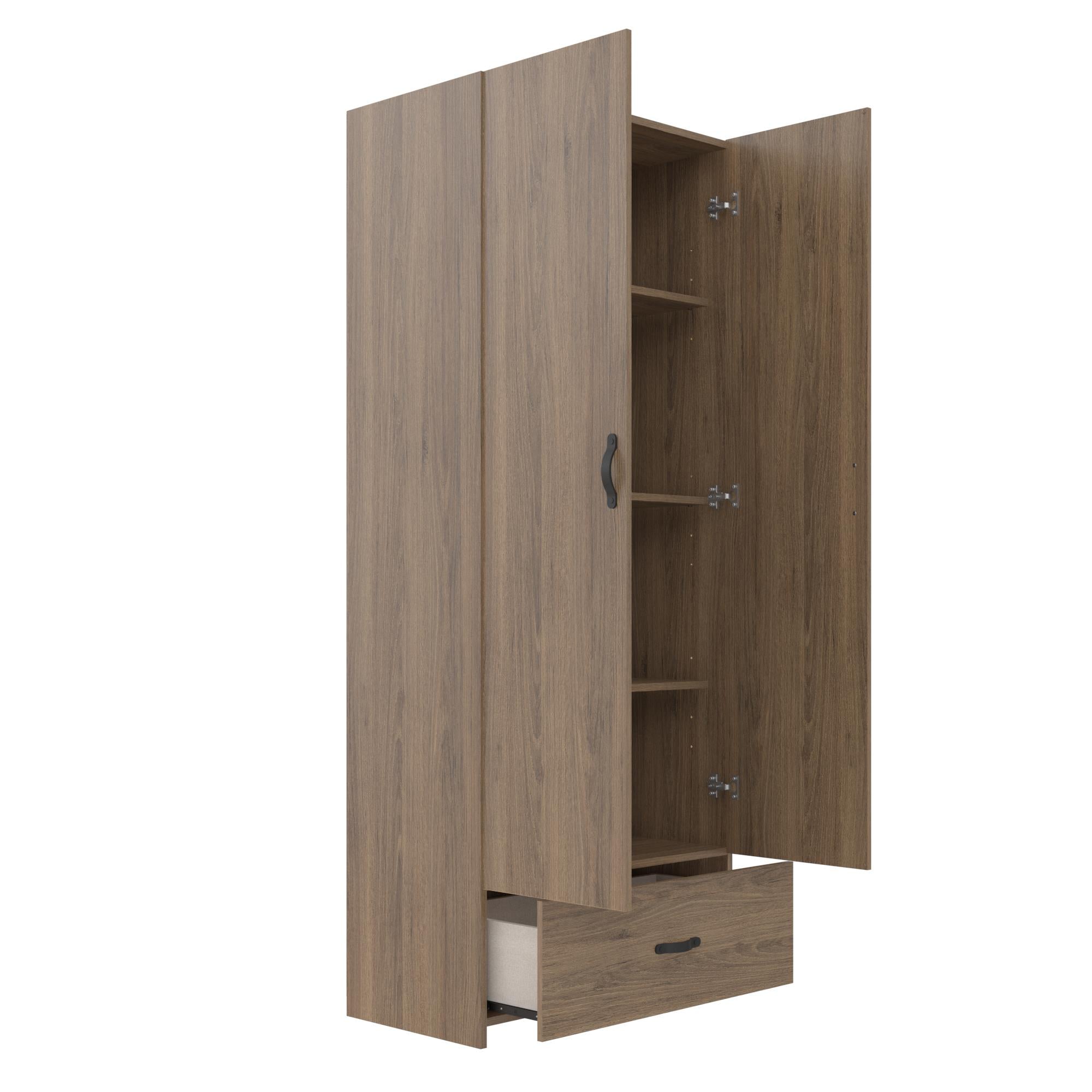 Systembuild Evolution  2 Door 1 Drawer Storage Cabinet - Rustic Oak