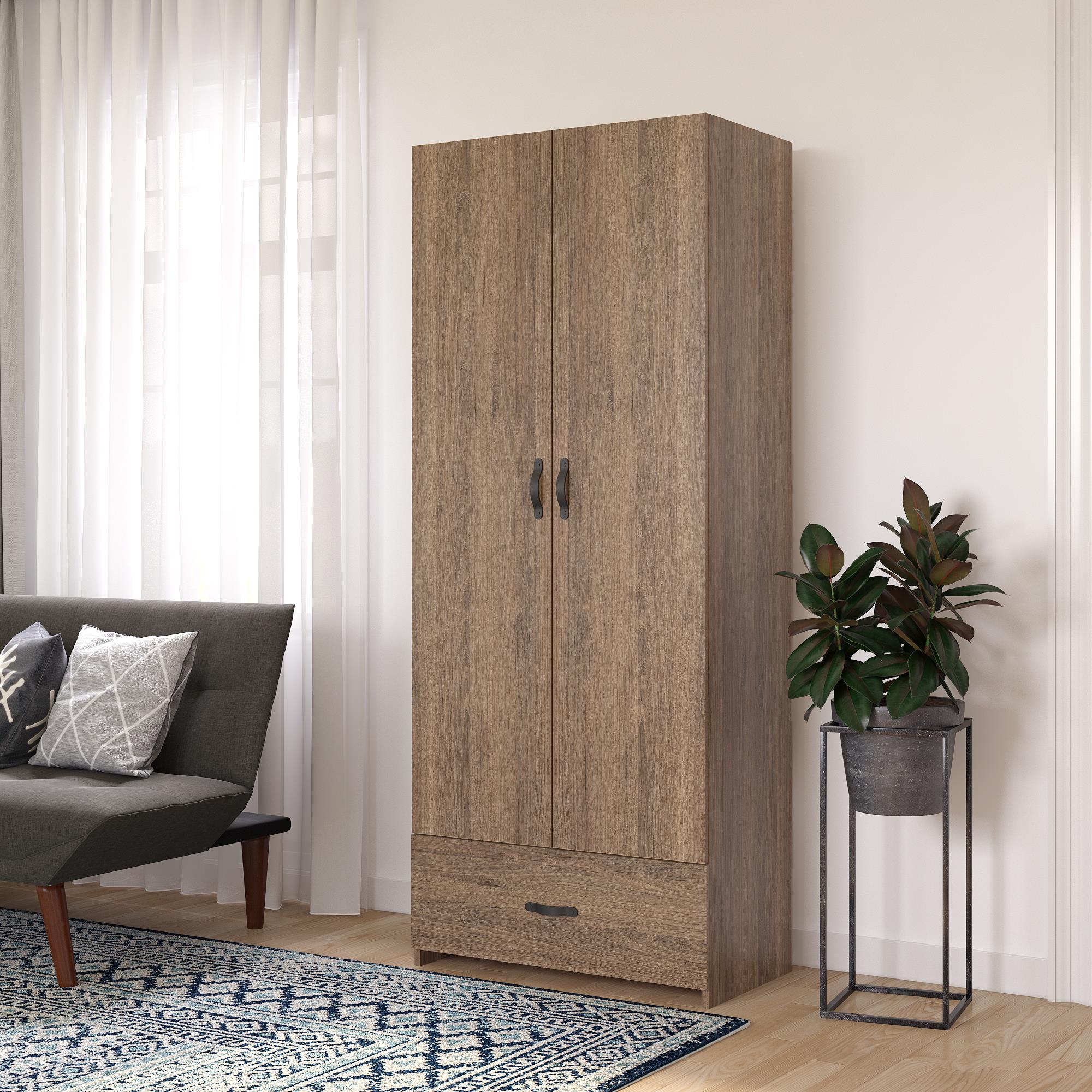 Systembuild Evolution  2 Door 1 Drawer Storage Cabinet - Rustic Oak