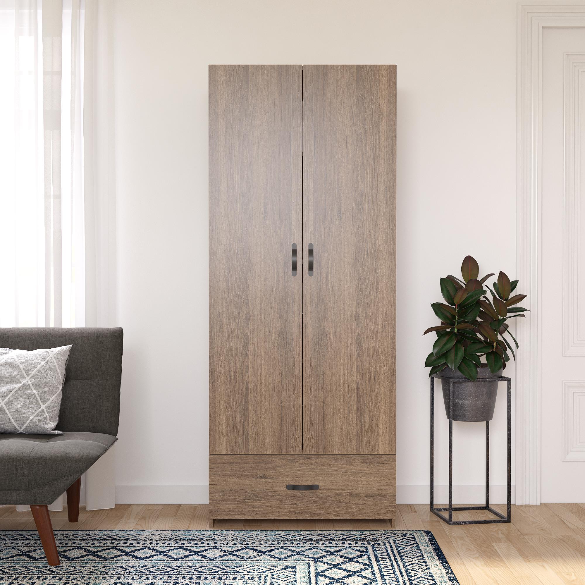 Systembuild Evolution  2 Door 1 Drawer Storage Cabinet - Rustic Oak