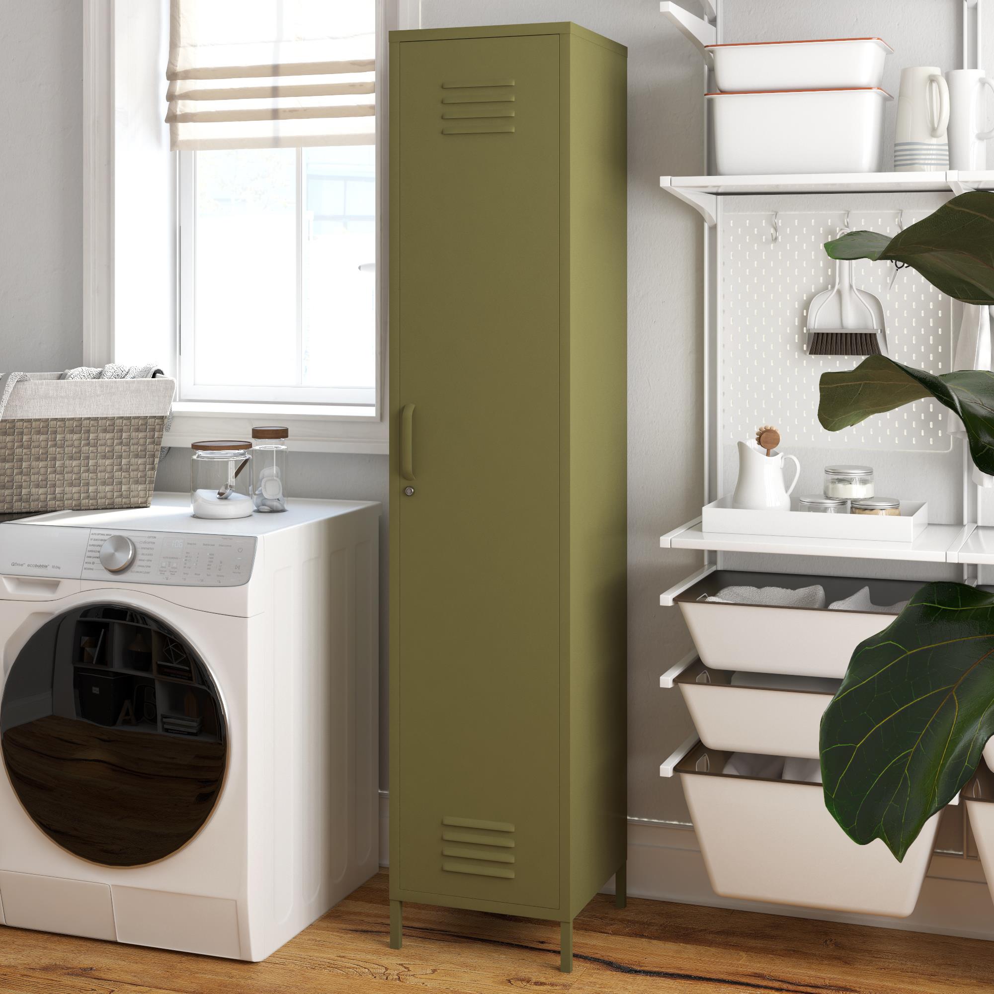 Systembuild Evolution Mission District Single Metal Locker Storage Cabinet - Olive Green