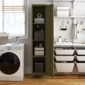 Systembuild Evolution Mission District Single Metal Locker Storage Cabinet - Olive Green