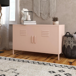 Systembuild Evolution Mission District 2 Door Metal Locker Accent Cabinet - Pink