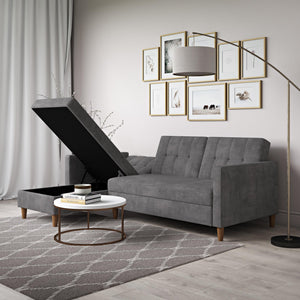 DHP Hartford Futon Sectional Sofa Bed with Storage - Gray