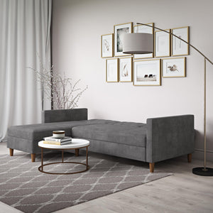 DHP Hartford Futon Sectional Sofa Bed with Storage - Gray