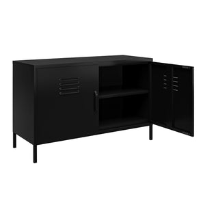 Systembuild Evolution Mission District 2 Door Metal Locker Accent Cabinet - Black