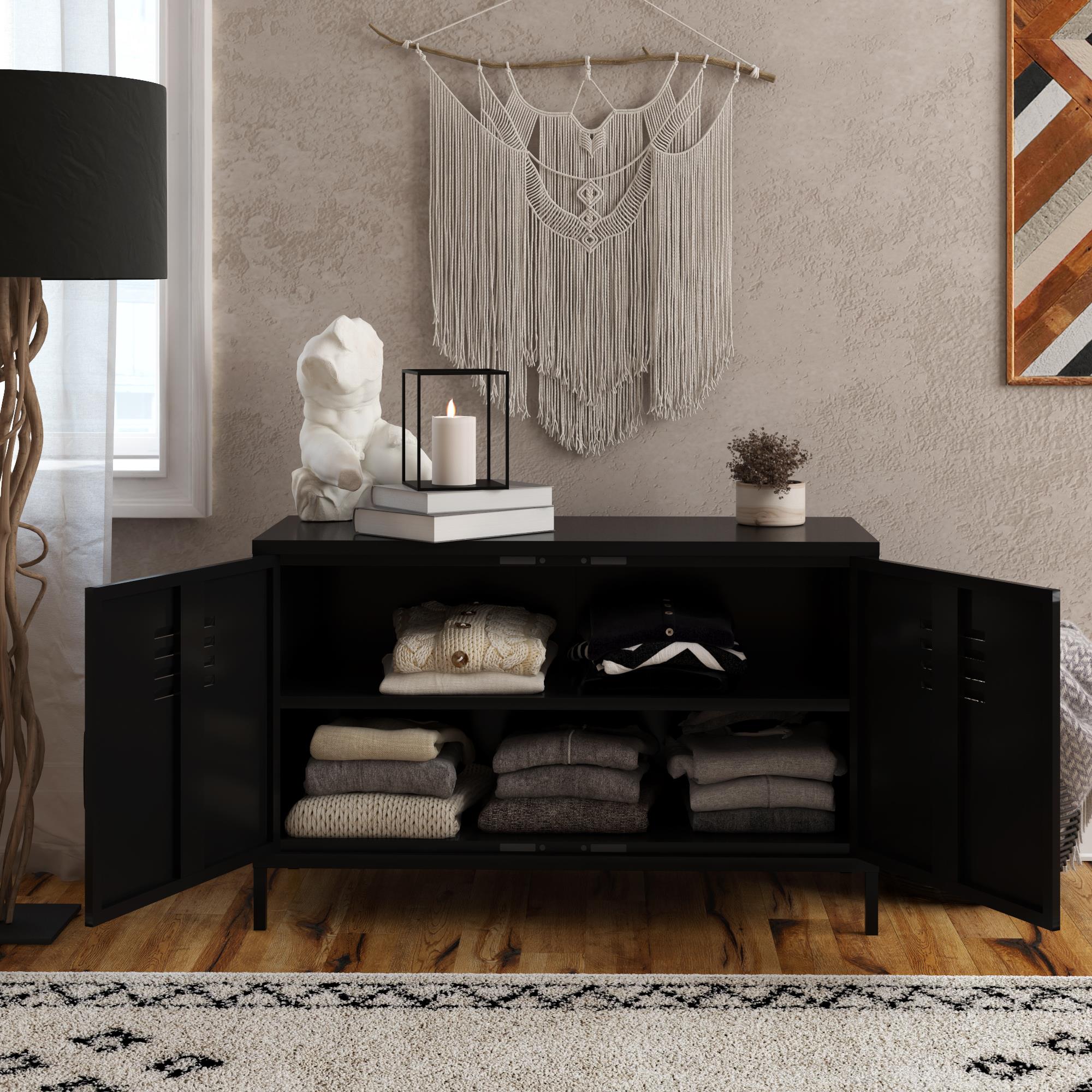 Systembuild Evolution Mission District 2 Door Metal Locker Accent Cabinet - Black