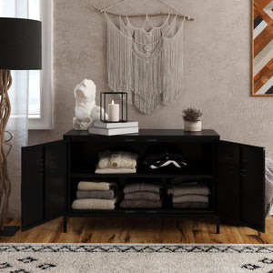 Systembuild Evolution Mission District 2 Door Metal Locker Accent Cabinet - Black
