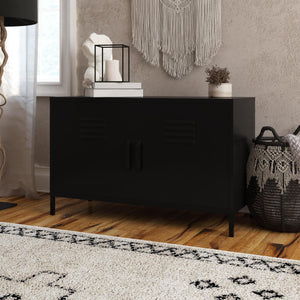 Systembuild Evolution Mission District 2 Door Metal Locker Accent Cabinet - Black
