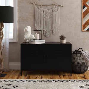 Systembuild Evolution Mission District 2 Door Metal Locker Accent Cabinet - Black