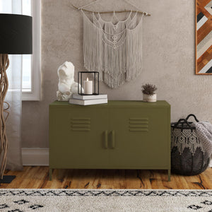 Systembuild Evolution Mission District 2 Door Metal Locker Accent Cabinet - Olive Green