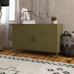 Systembuild Evolution Mission District 2 Door Metal Locker Accent Cabinet - Olive Green