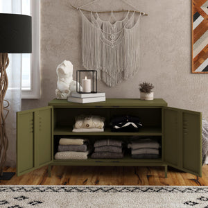 Systembuild Evolution Mission District 2 Door Metal Locker Accent Cabinet - Olive Green