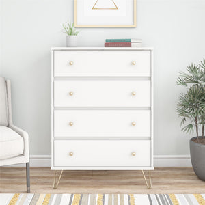 Novogratz Finley 4 Drawer Dresser - White