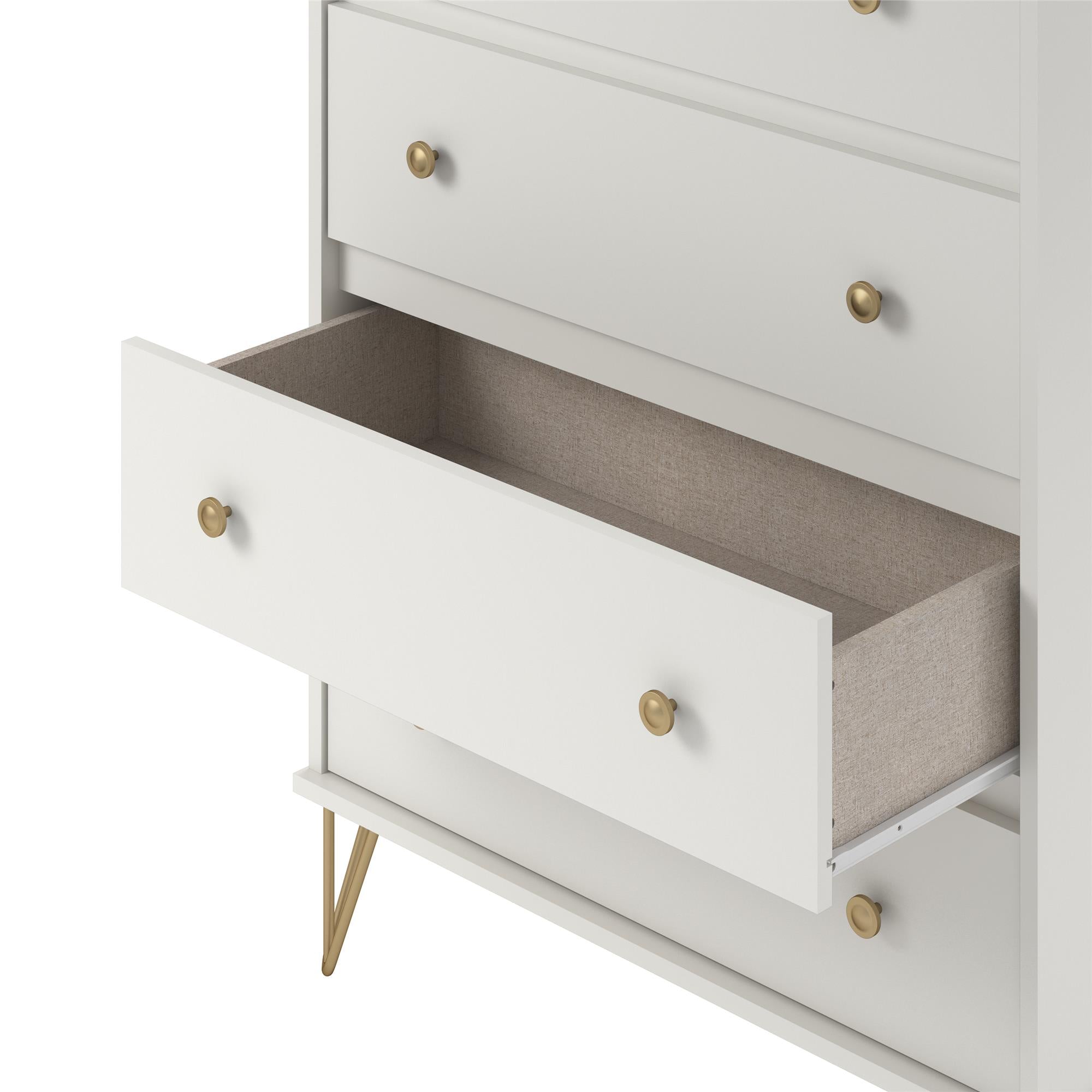 Novogratz Finley 4 Drawer Dresser - White
