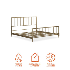 CosmoLiving Blair Brass Metal Bed - Gold - King