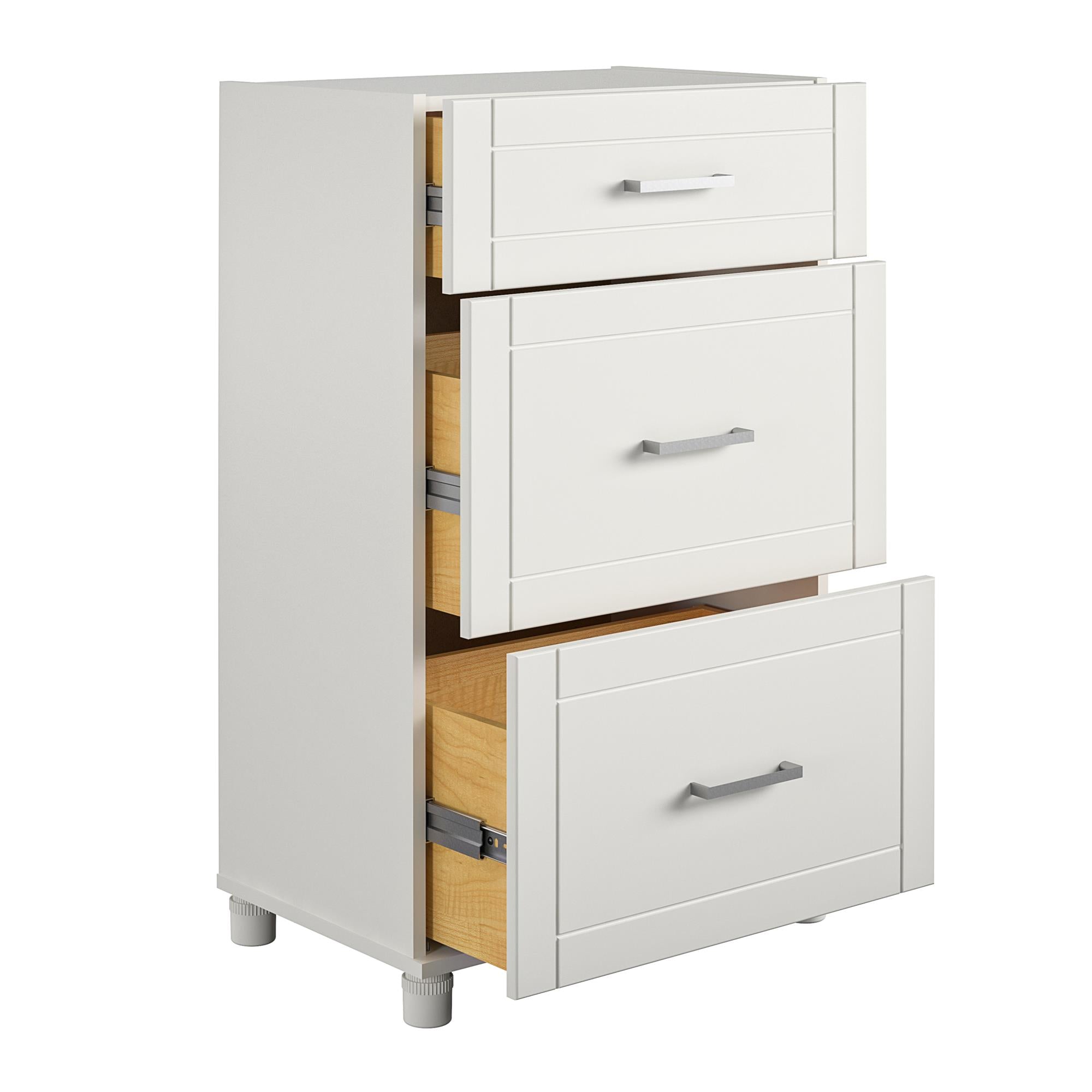 Systembuild Evolution Callahan 24" 3 Drawer Base Cabinet, White - White