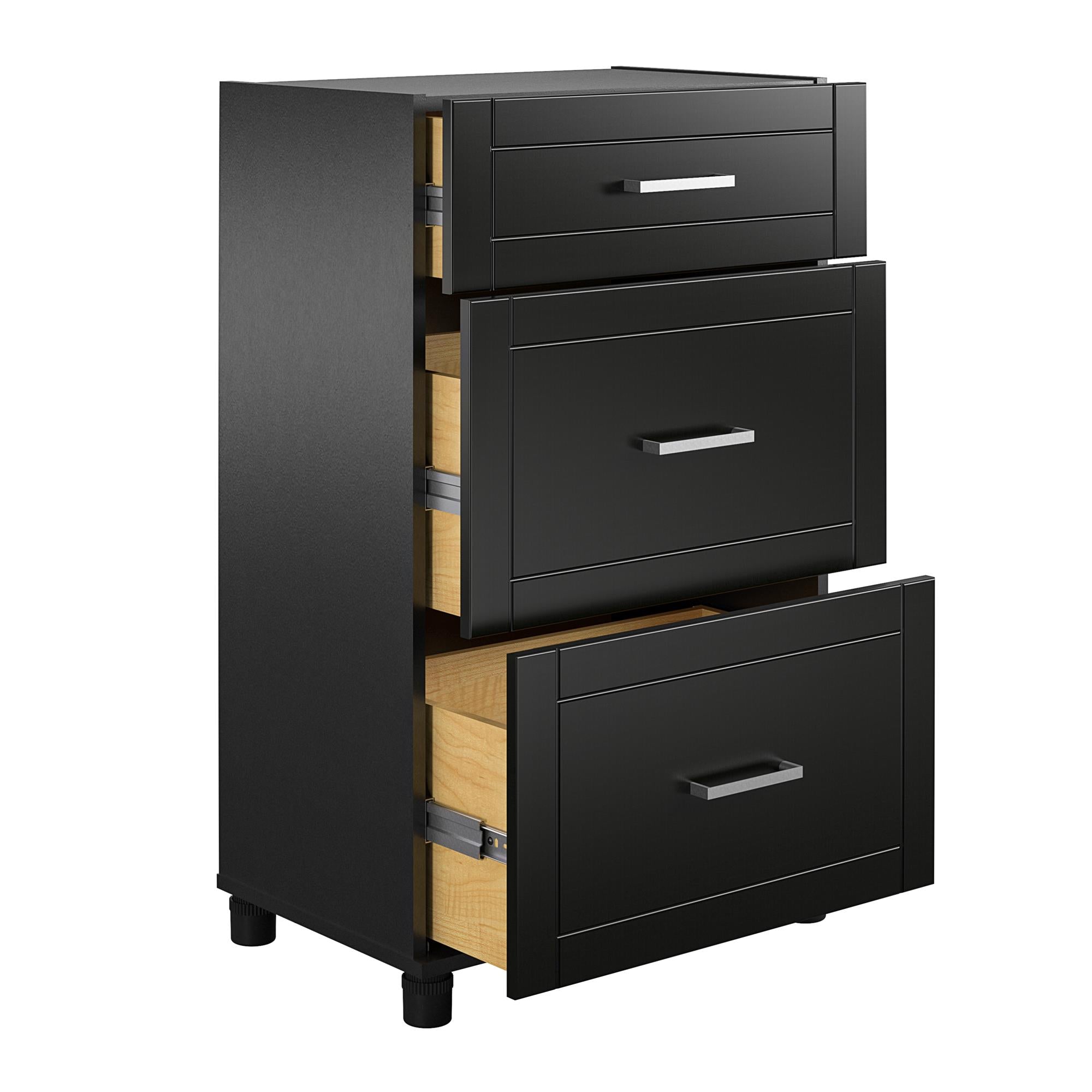 Systembuild Evolution Callahan 24" 3 Drawer Base Cabinet - Black