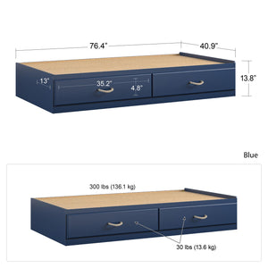 Sierra Ridge Mesa Twin Bed with Storage, Blue - Blue - Twin