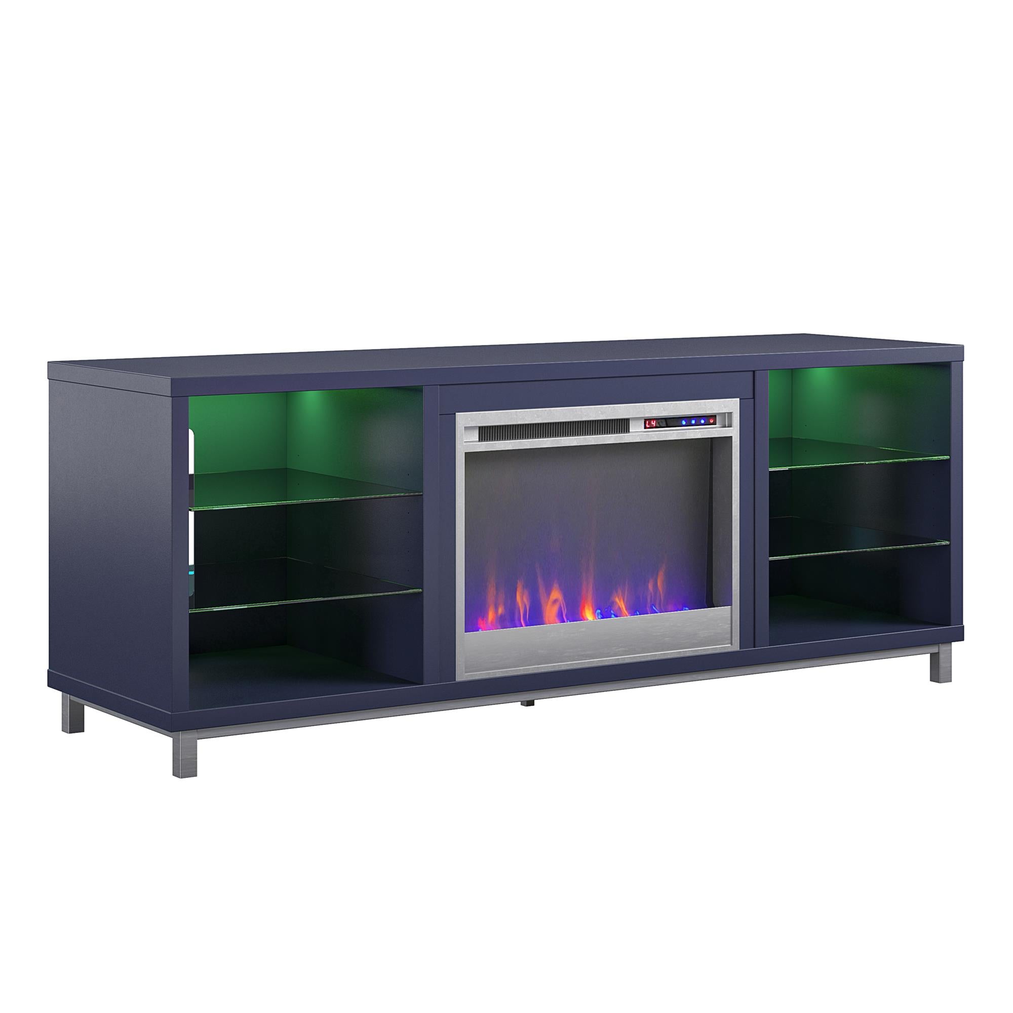 Ameriwood Home Lumina Deluxe Fireplace TV Stand for TVs up to 70" - Navy - 66”-70”