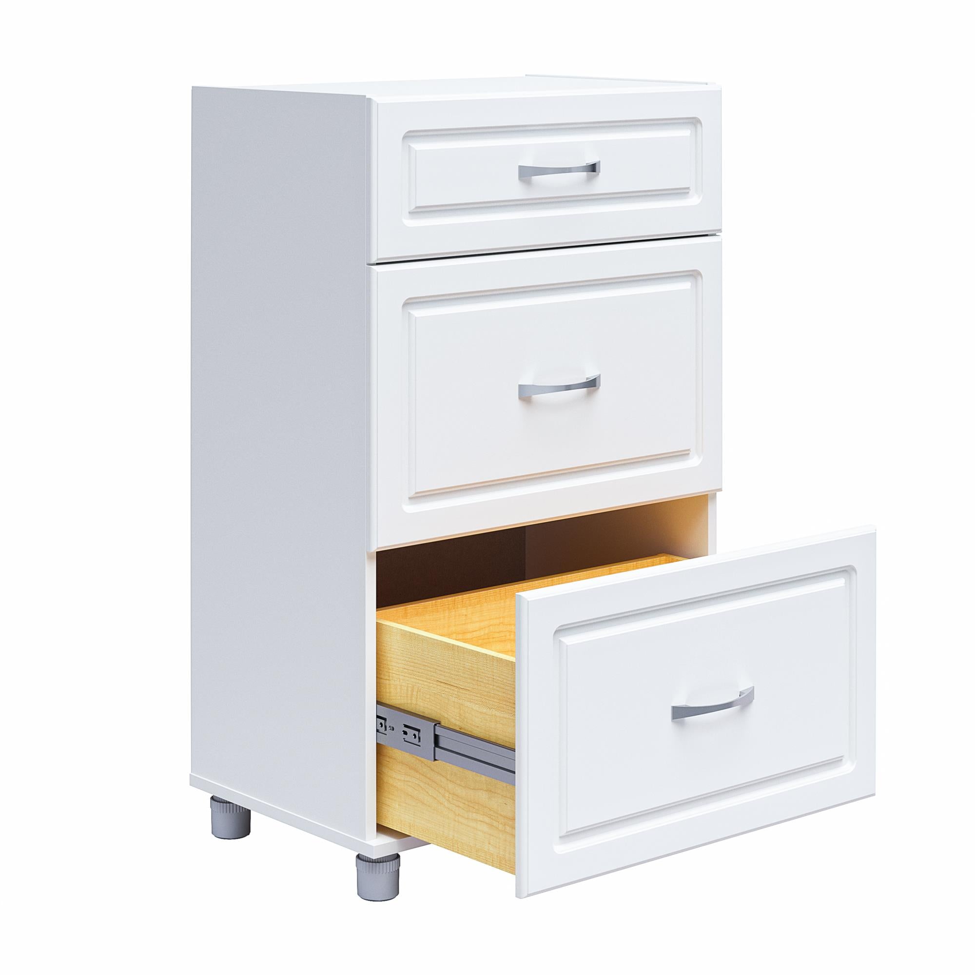 Systembuild Evolution Kendall 24" 3 Drawer Base Cabinet - White