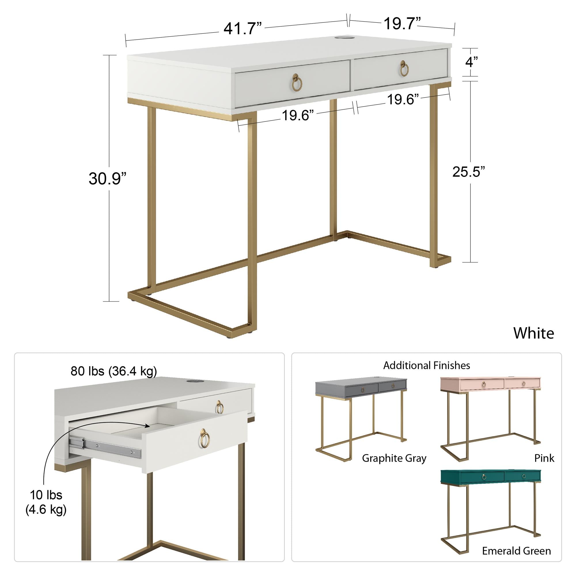 CosmoLiving Camila Writing Desk - White