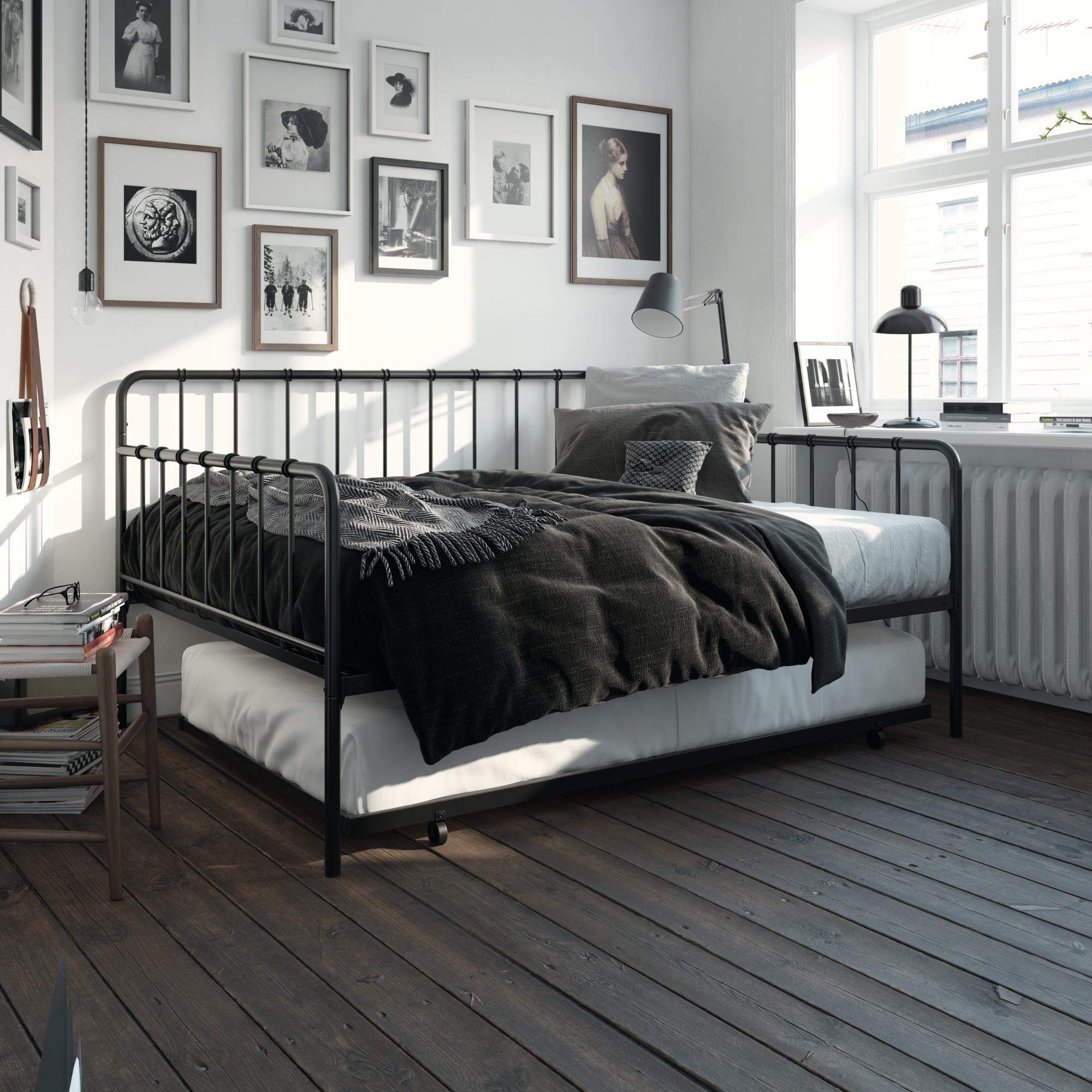 DHP Aaron Metal Daybed and Trundle - Black - Full
