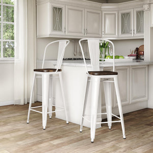 DHP Luxor 24"  Counter Height Bar Stool, Set of 2 - White