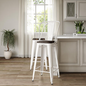 DHP Luxor 24"  Counter Height Bar Stool, Set of 2 - White
