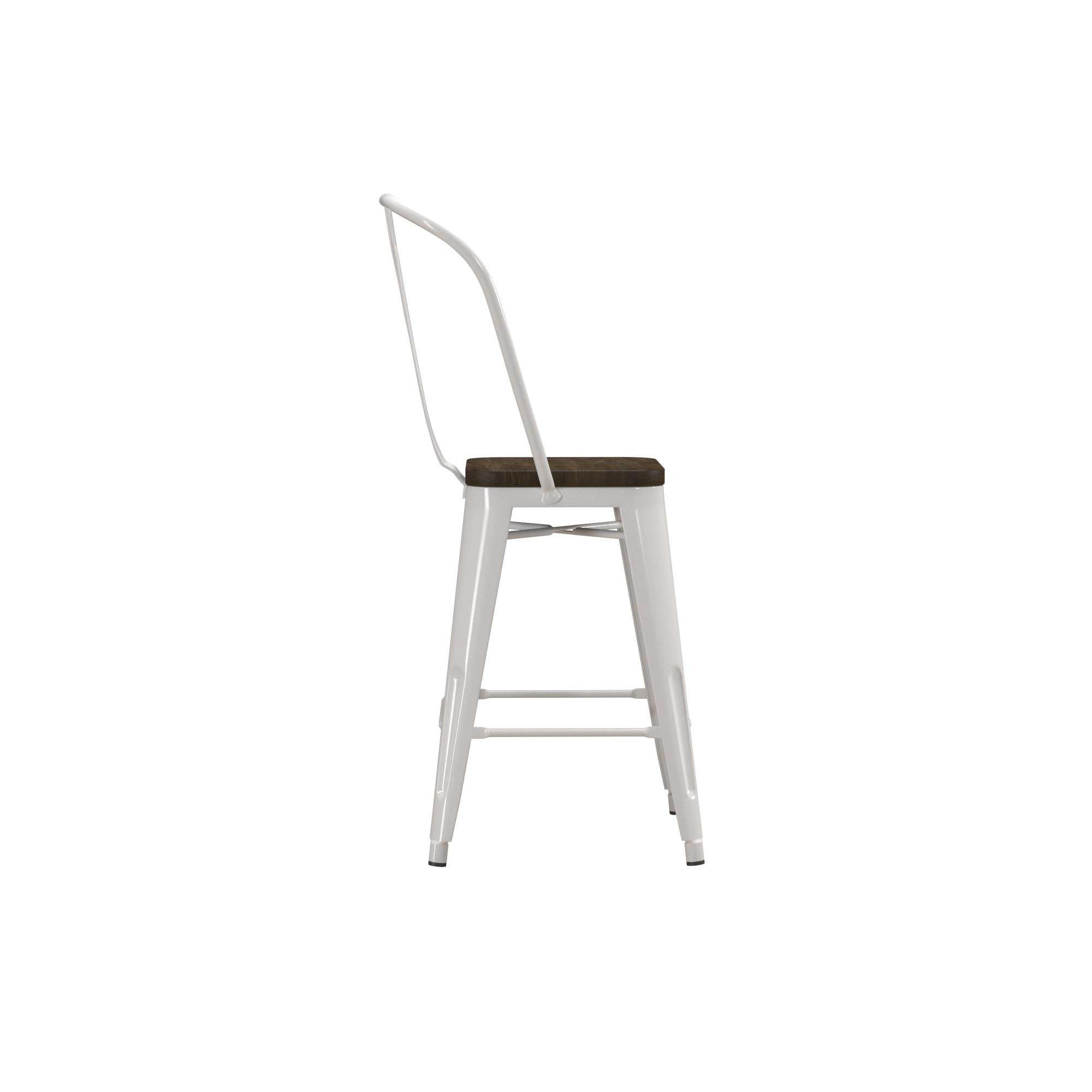 DHP Luxor 24"  Counter Height Bar Stool, Set of 2 - White