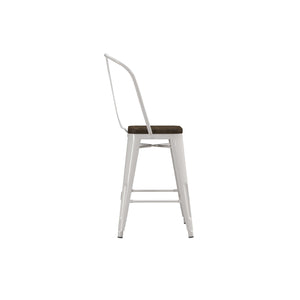 DHP Luxor 24"  Counter Height Bar Stool, Set of 2 - White