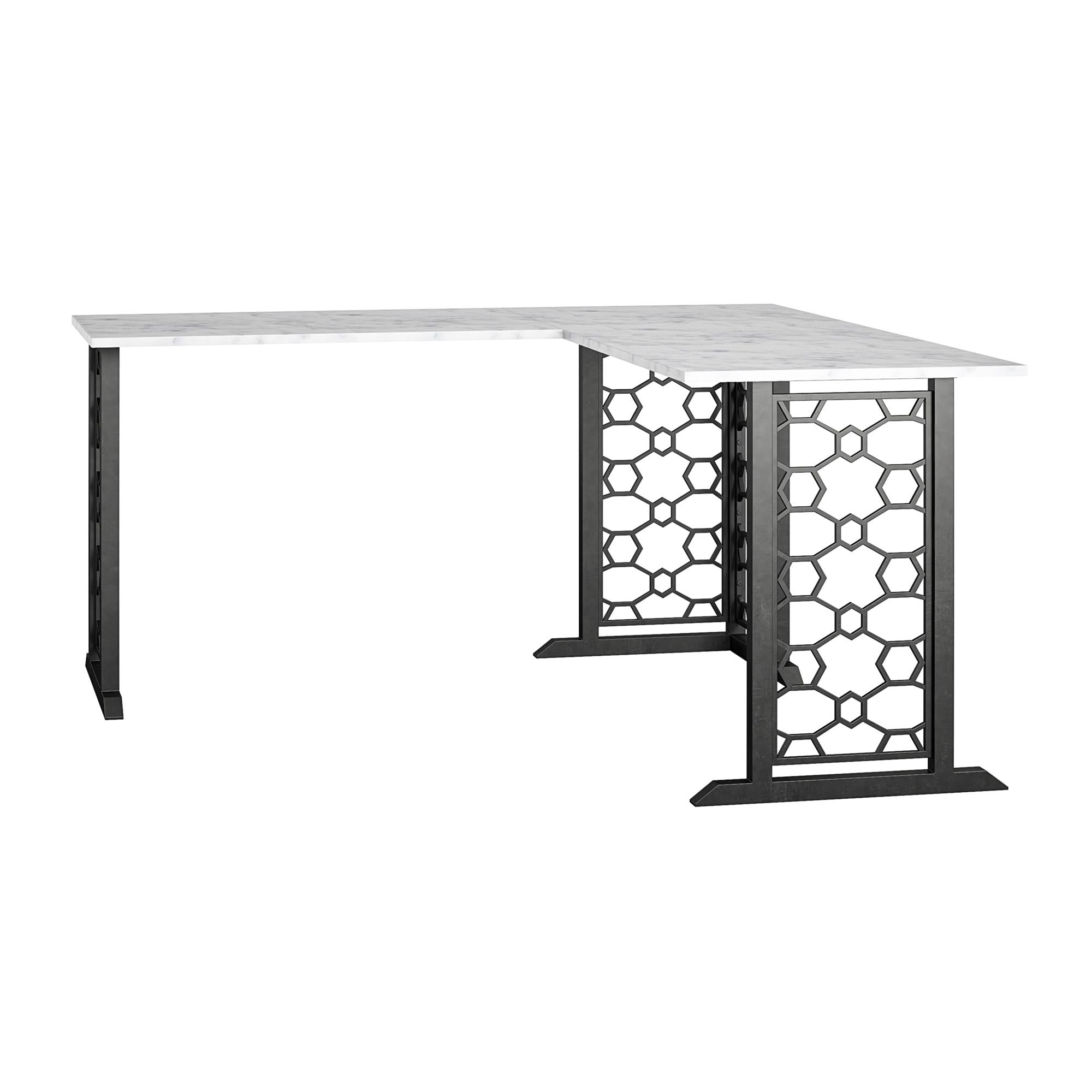 CosmoLiving Ella L Desk - White marble