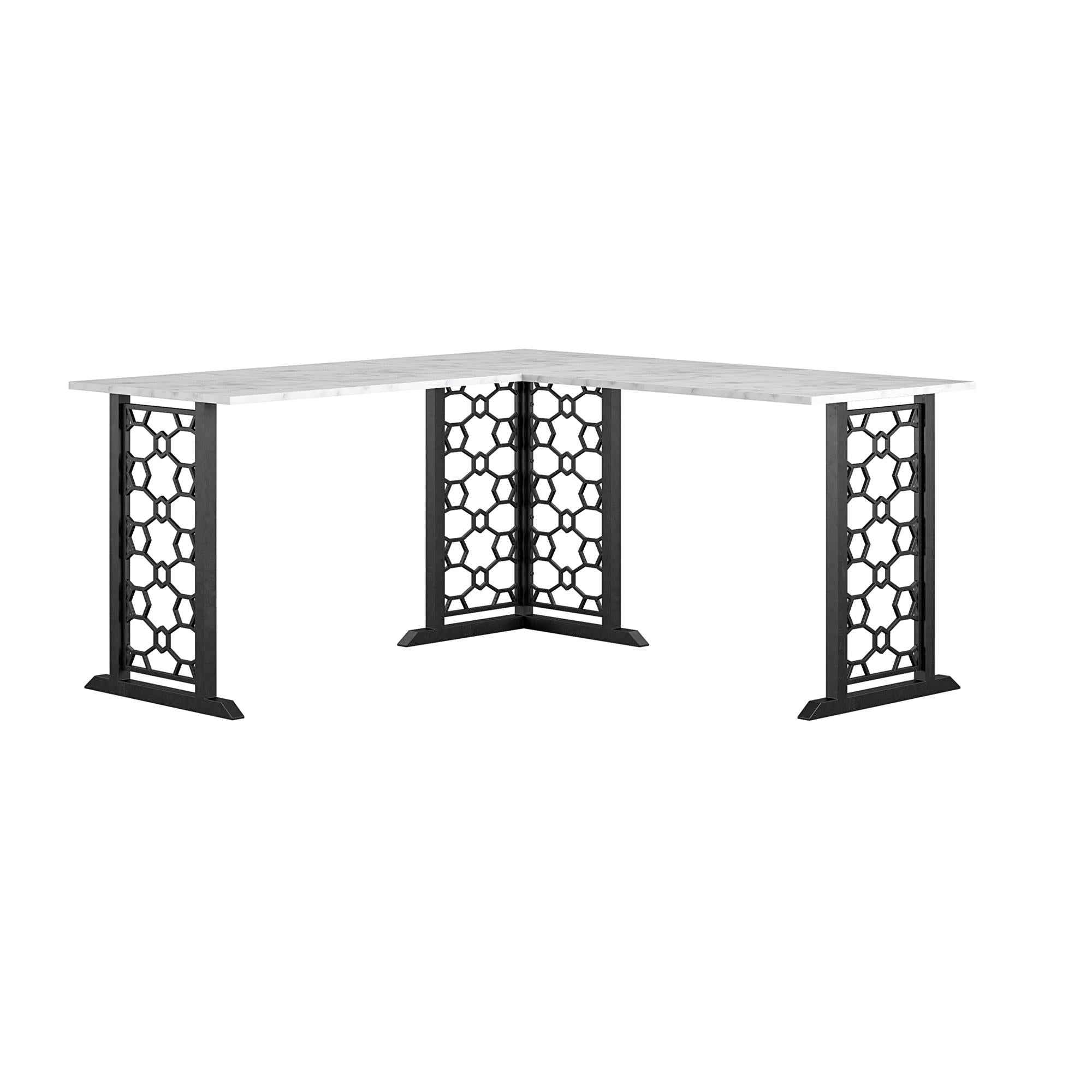 CosmoLiving Ella L Desk - White marble