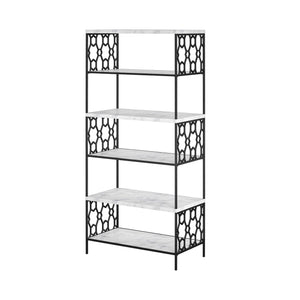 CosmoLiving Ella 5 Shelf Bookcase - White marble