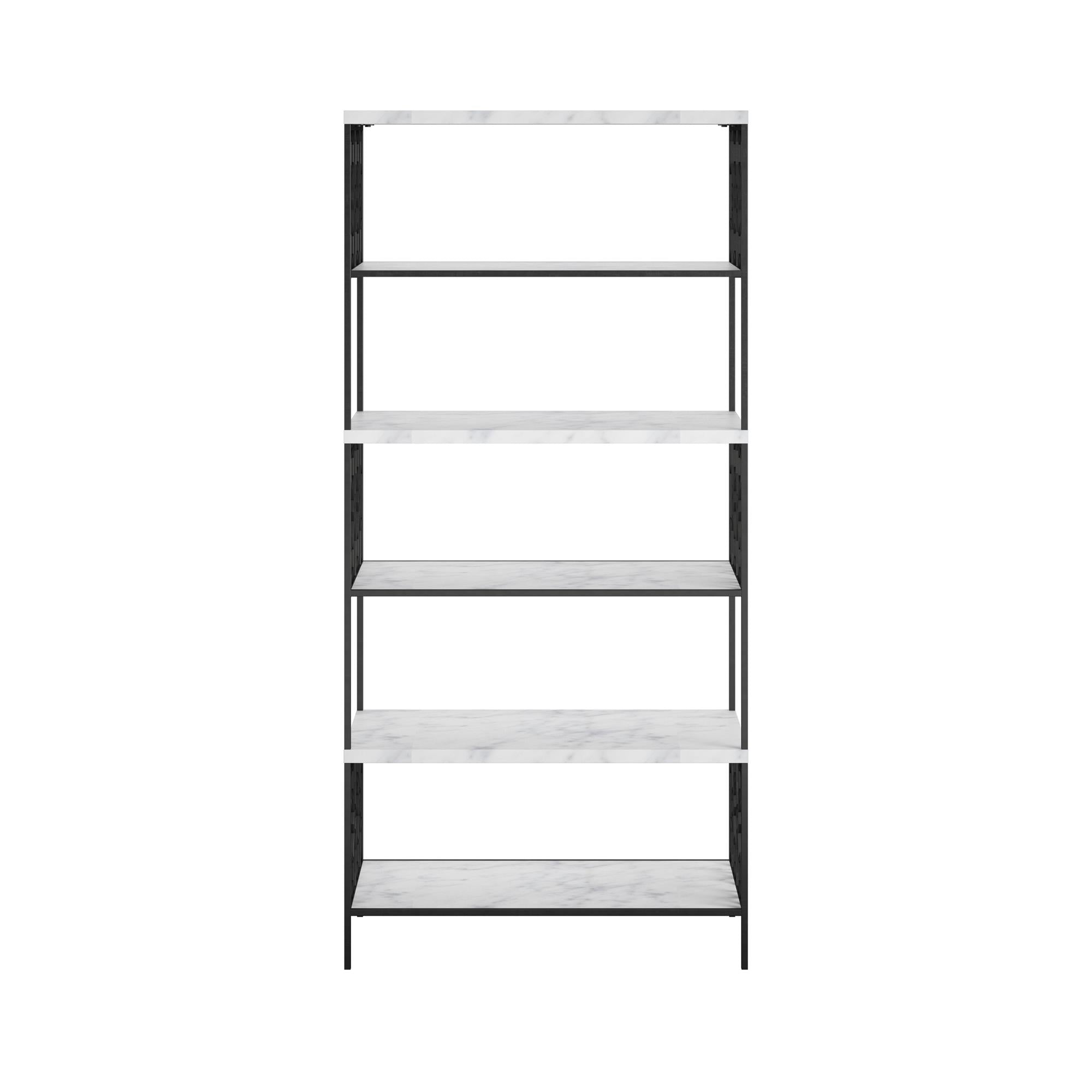 CosmoLiving Ella 5 Shelf Bookcase - White marble