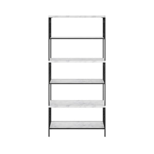 CosmoLiving Ella 5 Shelf Bookcase - White marble