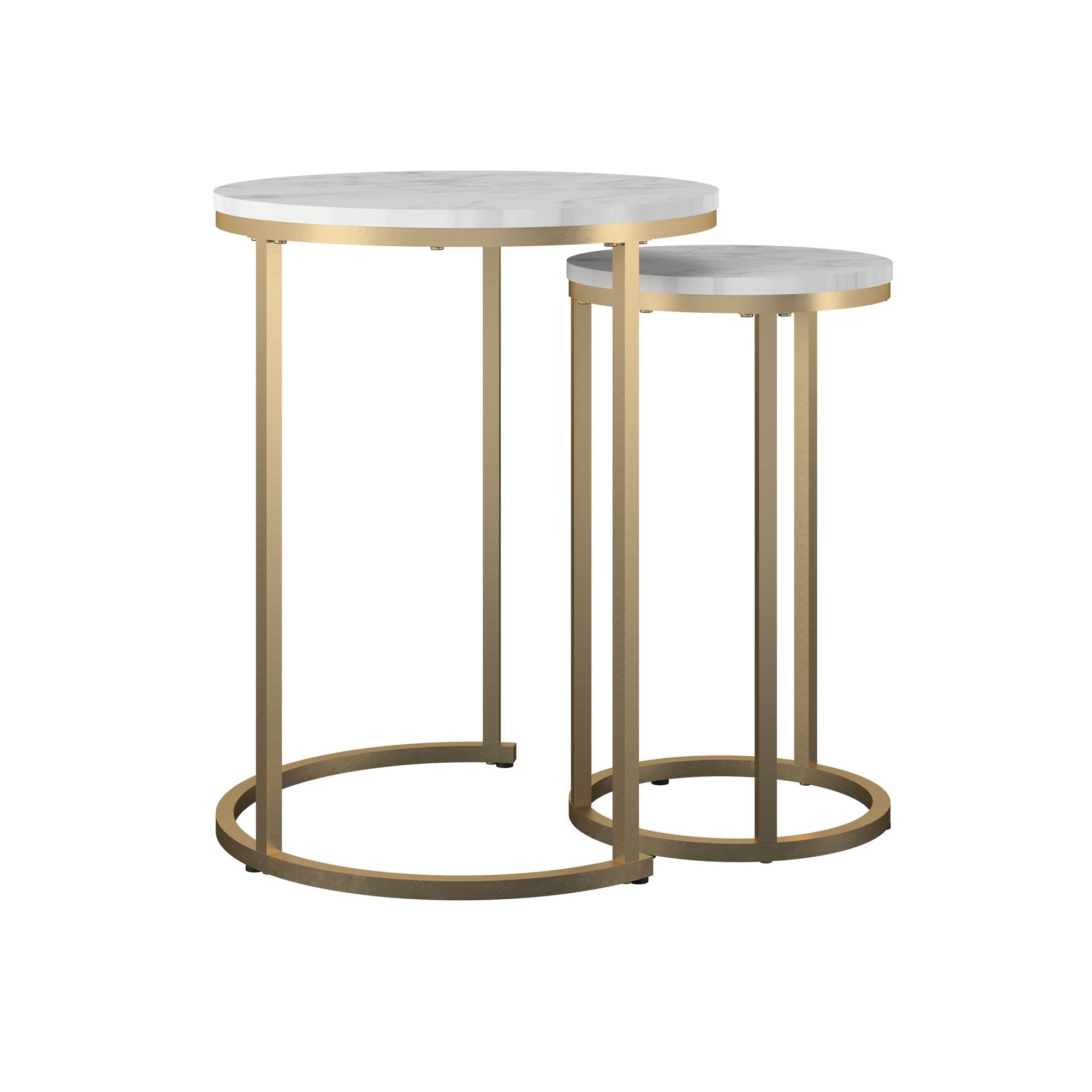 CosmoLiving Amelia Nesting Tables - White marble